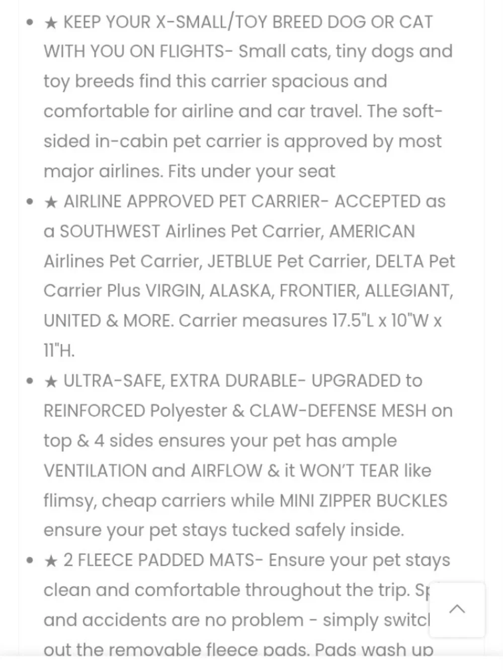 Pet carrier for small dogs/cats